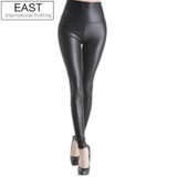 East Knitting Black women leggings faux leather high quality slim leggings plus size High elasticity sexy pants leggins