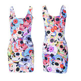 EAST KNITTING 2017 New Summer Women Dress Celeb Bodycon Dress Splash Floral Print Sleeveless Midi Dresses Ladies Casual Vestidos