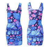 EAST KNITTING 2017 New Summer Women Dress Celeb Bodycon Dress Splash Floral Print Sleeveless Midi Dresses Ladies Casual Vestidos