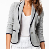 EAS Autumn Woman Gray Short Turn Down Collar Design Slim Coat Jacket Suits