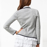 EAS Autumn Woman Gray Short Turn Down Collar Design Slim Coat Jacket Suits