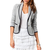 EAS Autumn Woman Gray Short Turn Down Collar Design Slim Coat Jacket Suits