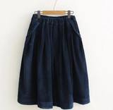 Early spring new Japanese style Corduroy solid A-Line skirt mori girl