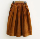 Early spring new Japanese style Corduroy solid A-Line skirt mori girl