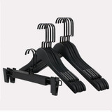 Non Slip Black Wood Clothes Hanger for Suit Coat Shirt, Black Wooden Pants Skirt Hanger with Clips (12 Pcs/ Lot )