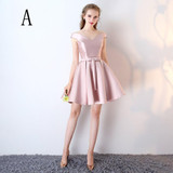 NOBLE WEISS Pink Bridesmaid Dress Satin Bow Short Cheap Party Prom Dresses Vestido De Festa De Casamento Dama De Honra