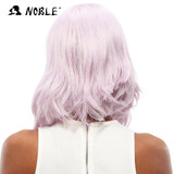 Noble Wavy Wave Lace Front Wigs 20 Inch Long Pink Kanekalon Synthetic Cosplay Wigs For Black Women Heat Resistant Free Shipping