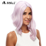 Noble Wavy Wave Lace Front Wigs 20 Inch Long Pink Kanekalon Synthetic Cosplay Wigs For Black Women Heat Resistant Free Shipping