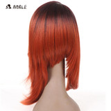 Noble Trendy Lace Wig Kanekalon High Temperature Straight Synthetic Hair Wigs For Black Women Ombre 99J Cosplay Wig FreeShipping