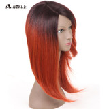 Noble Trendy Lace Wig Kanekalon High Temperature Straight Synthetic Hair Wigs For Black Women Ombre 99J Cosplay Wig FreeShipping