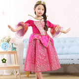 Noble Sleeping Beauty Girl Dress Anna Elsa Cosplay Costume for Party Festival Girls Princess Aurora Dresses Kids Clothes 2017