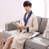 Noble Robes Men Spring Long sleeve Cotton Nightwear Pyjamas Elderly Men sleep sleepwear Robe Plus size 4XL