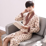 Noble Robes Men Spring Long sleeve Cotton Nightwear Pyjamas Elderly Men sleep sleepwear Robe Plus size 4XL