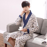 Noble Robes Men Spring Long sleeve Cotton Nightwear Pyjamas Elderly Men sleep sleepwear Robe Plus size 4XL
