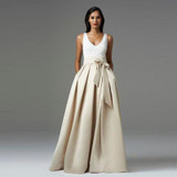 Noble Ivory Maxi Skirts A Link Pleated Chic Invisible Zipper Floor Length Skirts 2016 Custom Made Formal Party Long Skirts