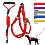 No-Pulling Dog Step-in Harness Leash Adjustable Solid Color Nylon Dog Training Walking Leash Collar for Small Medium Large Dogs