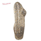 NIXUANYUAN Real Picture Champagne Tulle Illusion Sexy Cocktail Dresses 2017 Short Beaded vestidos de cocktail With Full Sleeves
