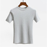 NIJIUDING 2018 Spring Summer Knitted sweater shirt women sweaters and pullover Short sleeve Knitting Sweater Tops
