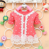 2018 New Spring Autumn Fashion Baby Girls Clothes Nice Lace Cotton Baby Coats Long-Sleeved O-Neck Dot Outerwear for Baby Girls