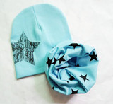 2018 New spring 20 colors star cotton baby hat scarf sets children hats beanies collars boys girls kids caps scarves child wraps