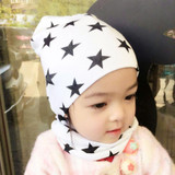 2018 New spring 20 colors star cotton baby hat scarf sets children hats beanies collars boys girls kids caps scarves child wraps