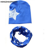 2018 New spring 20 colors star cotton baby hat scarf sets children hats beanies collars boys girls kids caps scarves child wraps