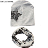 2018 New spring 20 colors star cotton baby hat scarf sets children hats beanies collars boys girls kids caps scarves child wraps