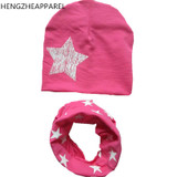 2018 New spring 20 colors star cotton baby hat scarf sets children hats beanies collars boys girls kids caps scarves child wraps