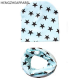 2018 New spring 20 colors star cotton baby hat scarf sets children hats beanies collars boys girls kids caps scarves child wraps