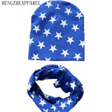 2018 New spring 20 colors star cotton baby hat scarf sets children hats beanies collars boys girls kids caps scarves child wraps