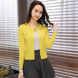 2018 New Solid Color Fashion Women Sweater Female Cardigan Thin Outerwear Summer Short Design Knit Long-sleeve Sweater