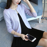 2018 New Solid Color Fashion Women Sweater Female Cardigan Thin Outerwear Summer Short Design Knit Long-sleeve Sweater