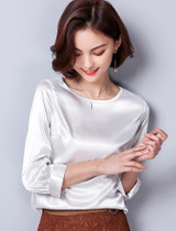 2018 New Silk Blouse Women Tops Fashion Elegant O-neck Three Quarter Sleeve Solid Shirt Women Blouses Casual Blusas Femininas