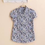 2018 New Short Sleeve Blouse Floral Summer Tops Turn Down Collar Women Shirts Casual Cotton Women Blouses Plus Size Blusas 5XL