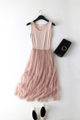 2018 New Sexy Spaghetti Strap Patchwork Mesh Dress Spring Summer Women Gauze Lace Tank Dress Basic Sundress Party Vestidos