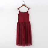 2018 New Sexy Spaghetti Strap Patchwork Mesh Dress Spring Summer Women Gauze Lace Tank Dress Basic Sundress Party Vestidos