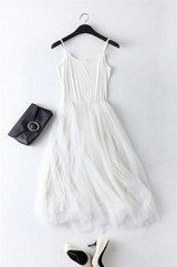 2018 New Sexy Spaghetti Strap Patchwork Mesh Dress Spring Summer Women Gauze Lace Tank Dress Basic Sundress Party Vestidos