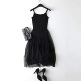 2018 New Sexy Spaghetti Strap Patchwork Mesh Dress Spring Summer Women Gauze Lace Tank Dress Basic Sundress Party Vestidos