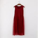 2018 New Sexy Spaghetti Strap Patchwork Mesh Dress Spring Summer Women Gauze Lace Tank Dress Basic Sundress Party Vestidos