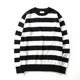 2018 NEW OVERSIZE Black yellow stripes Joining together hole nick men sweater hip hop GD Fashion Casual sweater M-XL