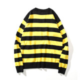 2018 NEW OVERSIZE Black yellow stripes Joining together hole nick men sweater hip hop GD Fashion Casual sweater M-XL