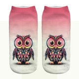 2018 New Meias Summer Autumn Harajuku Owl Socks 3D Print Animal Women's Low Cut Ankle Socks Cat Printed Socks Special gifts