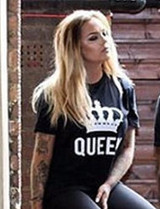 2018 NEW KING QUEEN Letter Printed Black Tshirts 2018 OMSJ Summer Casual Cotton Short Sleeve Tees Tops Brand Loose Couple Tops