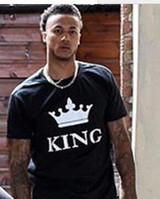 2018 NEW KING QUEEN Letter Printed Black Tshirts 2018 OMSJ Summer Casual Cotton Short Sleeve Tees Tops Brand Loose Couple Tops