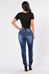 2018 new jeans woman ripped dark blue trousers Mid waist hole pencil jeans Cotton stretch bodycon sexy skinny denim pants women