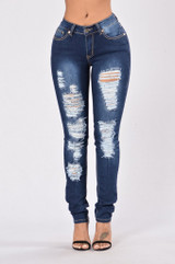 2018 new jeans woman ripped dark blue trousers Mid waist hole pencil jeans Cotton stretch bodycon sexy skinny denim pants women