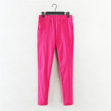 2018 New Jeans Plus Size Pants Women's Spring Korean Elastic Waist Pants Feet Pants 7 Color Solid Slim Was Thin Pencil Pants