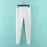2018 New Jeans Plus Size Pants Women's Spring Korean Elastic Waist Pants Feet Pants 7 Color Solid Slim Was Thin Pencil Pants