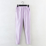 2018 New Jeans Plus Size Pants Women's Spring Korean Elastic Waist Pants Feet Pants 7 Color Solid Slim Was Thin Pencil Pants