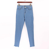 2018 New Hot Sexy Back Zipper Long Jeans Women Basic Classic High Waist Skinny Pencil Blue Denim Pants Elastic Stretch Jeans